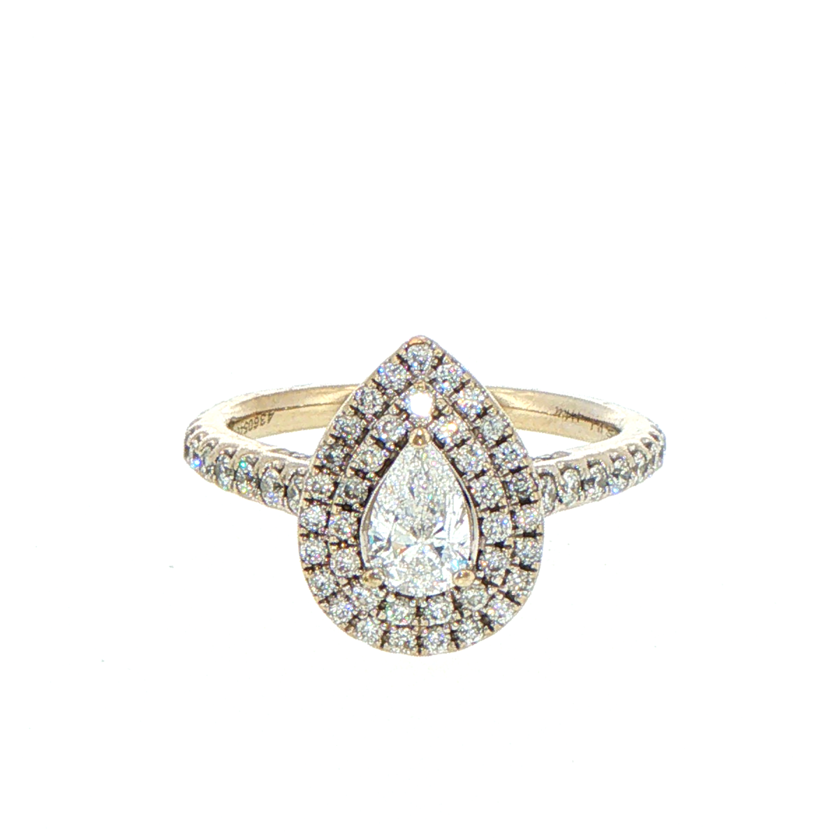 14ct White Gold Pear Diamond Double Halo Engagement Ring wtih Valuation