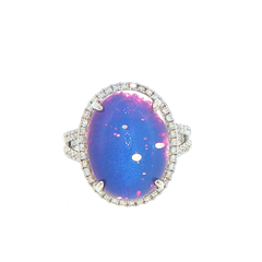 9ct White Gold Moonstone and Diamond Halo Cocktail Ring
