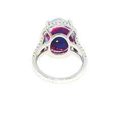 9ct White Gold Moonstone and Diamond Halo Cocktail Ring