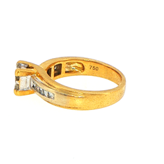 18ct Yellow Gold Diamond Cluster Ring with Channel-Set Shoulders