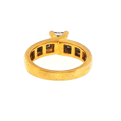 18ct Yellow Gold Diamond Cluster Ring with Channel-Set Shoulders