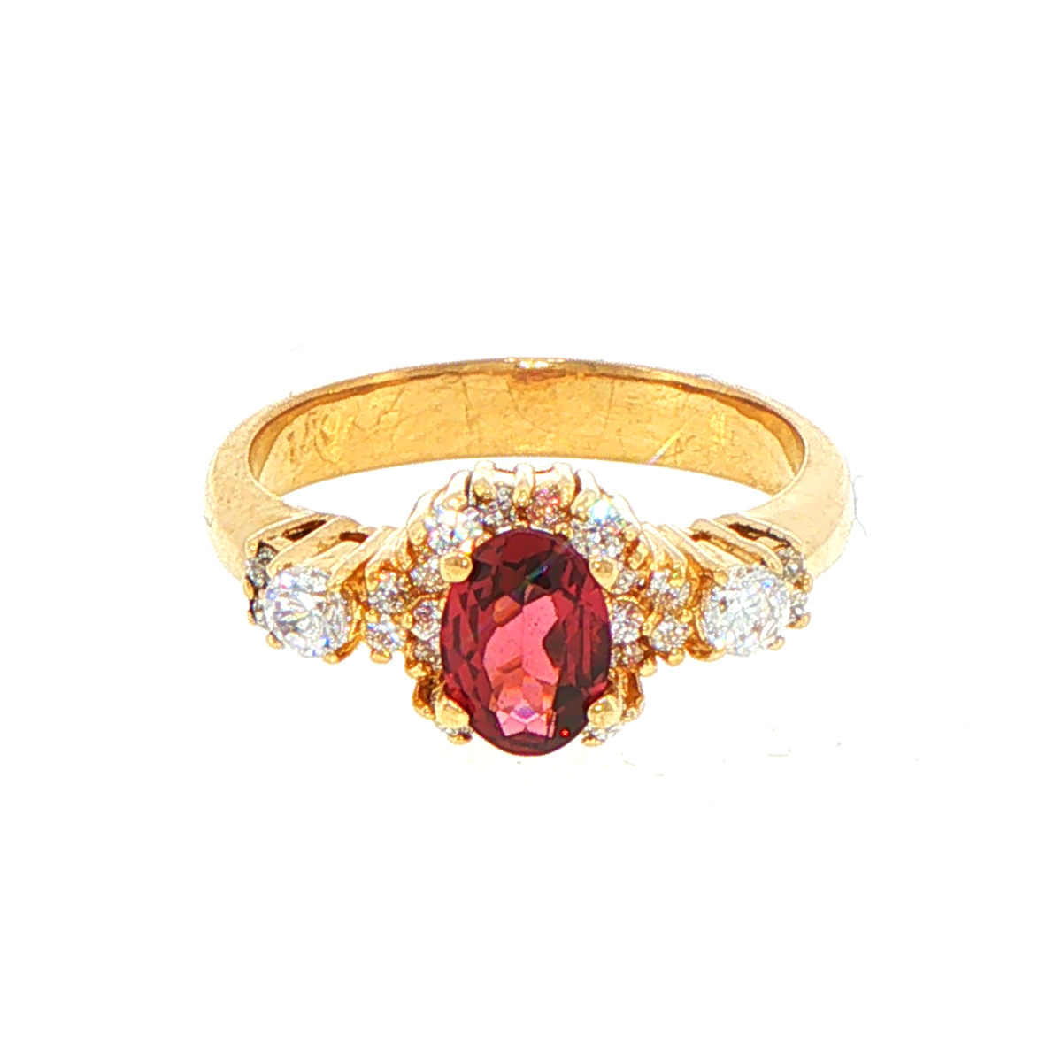 14ct Yellow Gold Cubic Zirconia Multistone Halo Ring