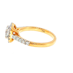 18ct Yellow Gold Round Lab Grown Diamond Cushion Halo Engagement Ring
