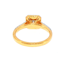 18ct Yellow Gold Round Lab Grown Diamond Cushion Halo Engagement Ring