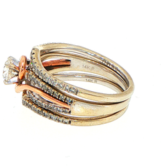 14ct White Gold Diamond Stackable Rings with Rose Gold Accent