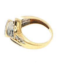 10ct Yellow Gold Diamond Cluster Bypass Ring