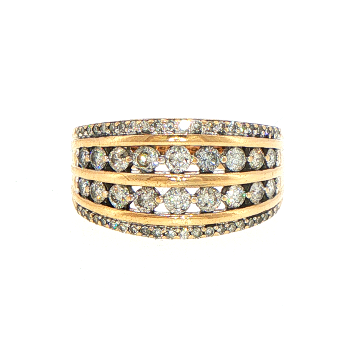 10ct Yellow Gold Multi-Row Diamond Band Ring