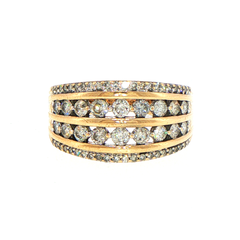 10ct Yellow Gold Multi-Row Diamond Band Ring