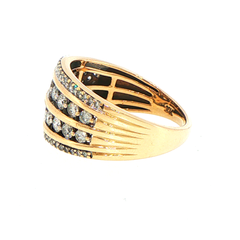 10ct Yellow Gold Multi-Row Diamond Band Ring
