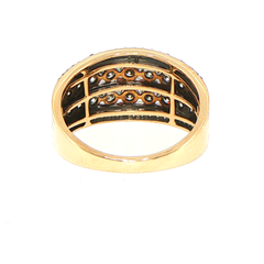 10ct Yellow Gold Multi-Row Diamond Band Ring