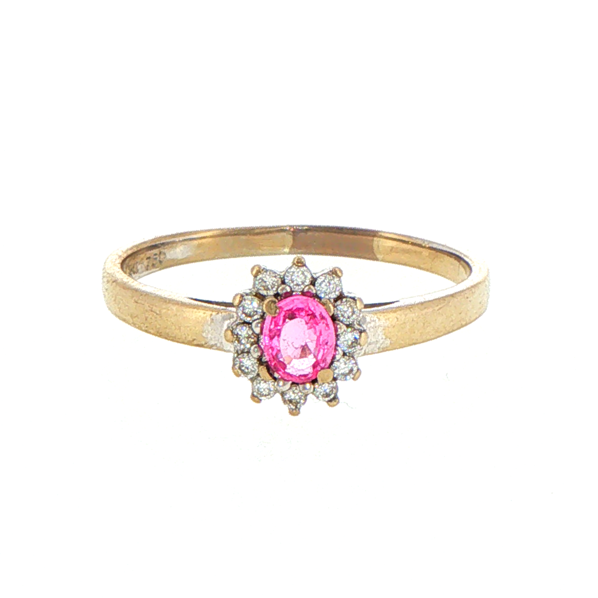 18ct Yellow Gold Diamond Halo Ring