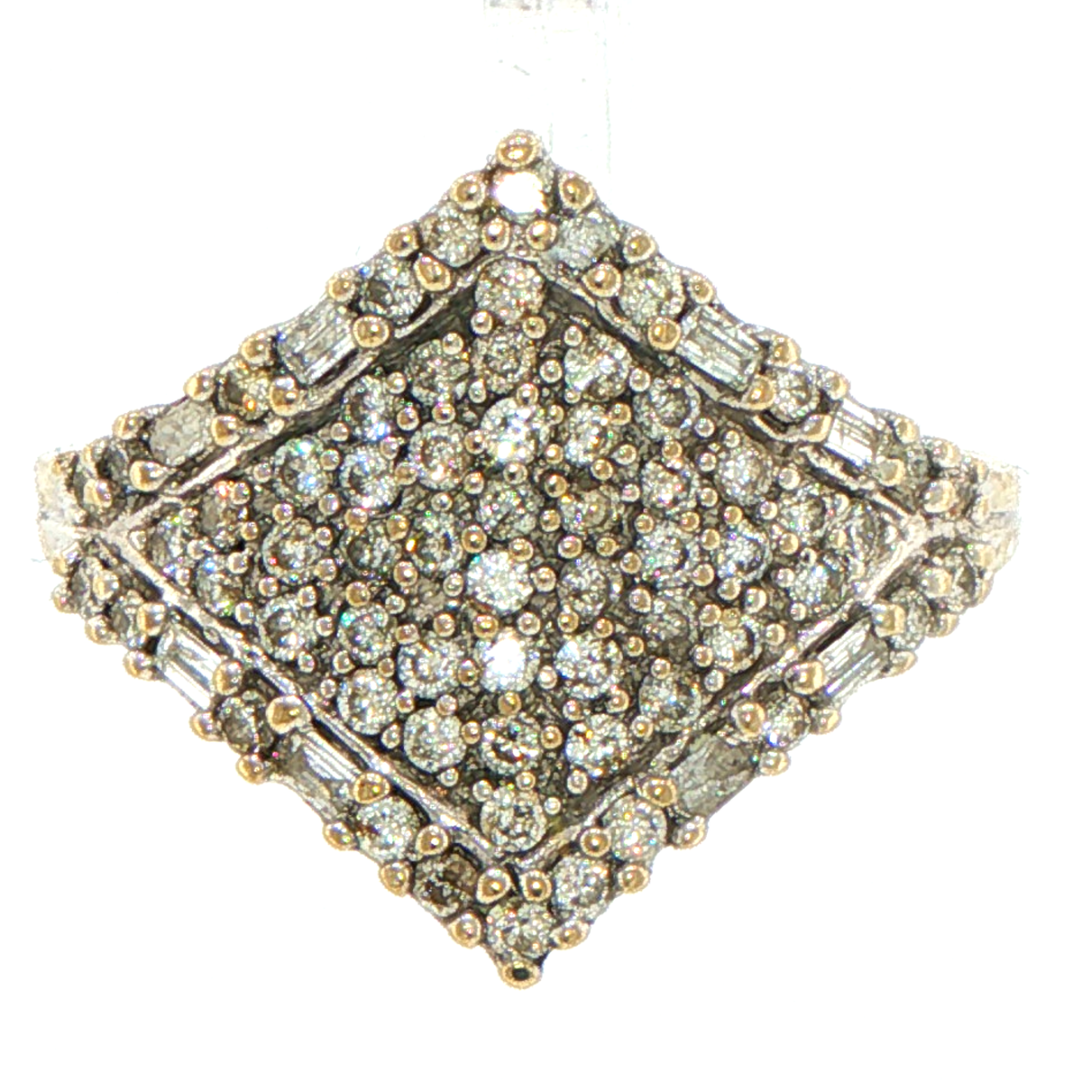 14ct White Gold Diamond Square Cluster Cocktail Ring