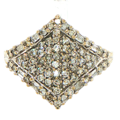 14ct White Gold Diamond Square Cluster Cocktail Ring