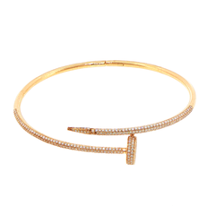 18ct Yellow Gold Diamond Pavé Nail Wrap Bangle with Valuation