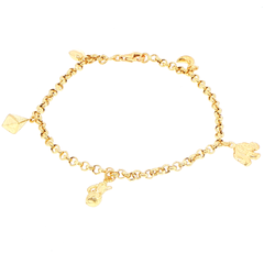 18ct Yellow Gold Charm Bracelet with Assorted Motifs