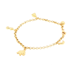 18ct Yellow Gold Charm Bracelet with Assorted Motifs