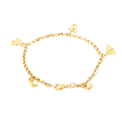 18ct Yellow Gold Charm Bracelet with Assorted Motifs