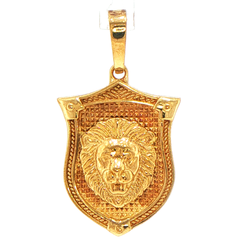 9ct Yellow Gold Textured Lion Shield Pendant
