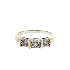 9ct White Gold Diamond Multi-Stone Textured Band Ring
