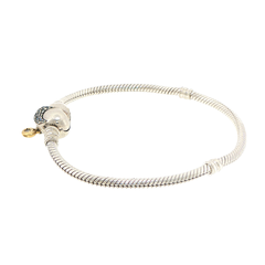 Pandora x Disney Princess Silver Snake Chain Charm Bracelet with Crystal Heart