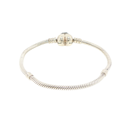 Pandora x Disney Princess Silver Snake Chain Charm Bracelet with Crystal Heart
