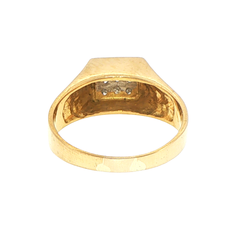 18ct Yellow Gold Diamond Square Pavé Signet Ring