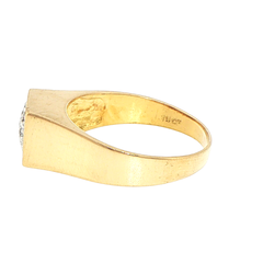 18ct Yellow Gold Diamond Square Pavé Signet Ring