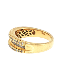 18ct Yellow Gold Baguette and Round Diamond Band Ring