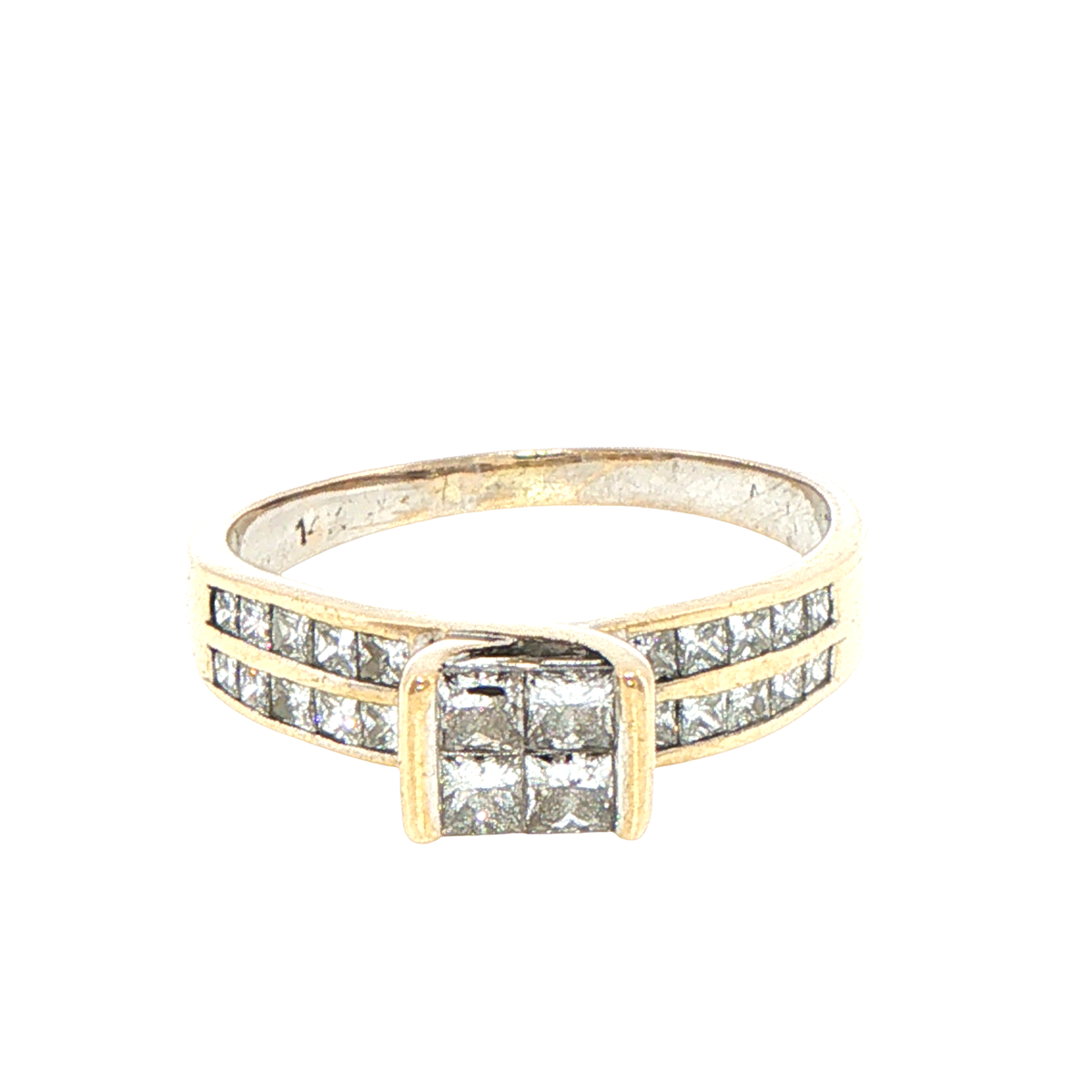 14ct Yellow Gold Diamond Cluster Multi-Stone Ring