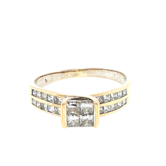 14ct Yellow Gold Diamond Cluster Multi-Stone Ring