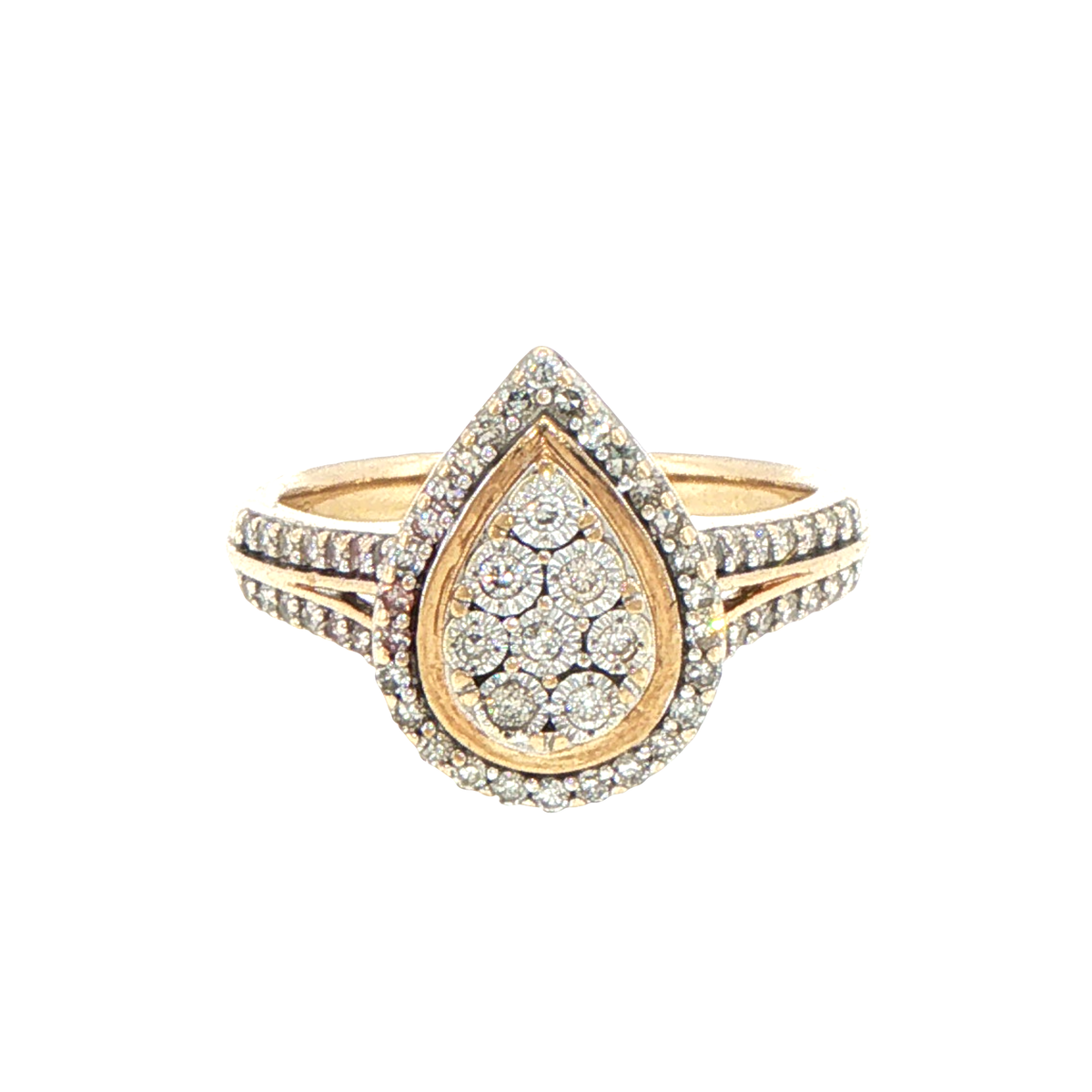 9ct Yellow Gold Pear Shaped Diamond Cluster Halo Ring