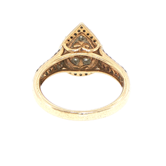 9ct Yellow Gold Pear Shaped Diamond Cluster Halo Ring