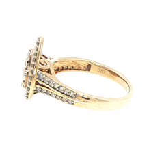 9ct Yellow Gold Pear Shaped Diamond Cluster Halo Ring