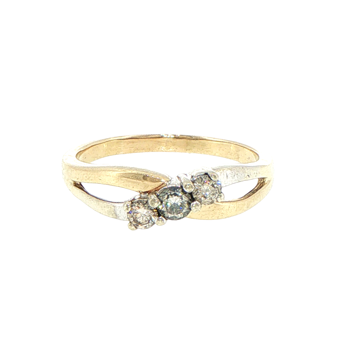 9ct Yellow Gold Three-Stone Diamond Bypass Ring
