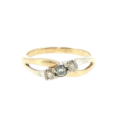 9ct Yellow Gold Three-Stone Diamond Bypass Ring