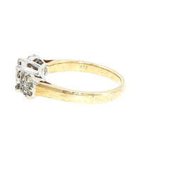 9ct Yellow Gold Three-Cluster Diamond Ring