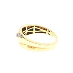 9ct Yellow Gold Sculpted Diagonal Diamond Band Ring