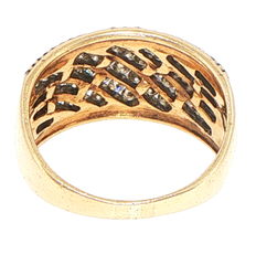 10ct Rose Gold Diamond Wavy Multi-Row Wide Band Ring