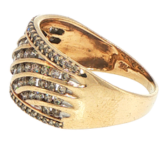 10ct Rose Gold Diamond Wavy Multi-Row Wide Band Ring