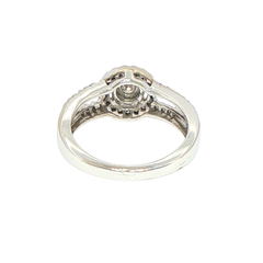 9ct White Gold Diamond Halo Split Shank Engagement Ring