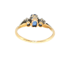 18ct Yellow Gold Royal Blue Sapphire and Diamond Three-Stone Ring with Valuation