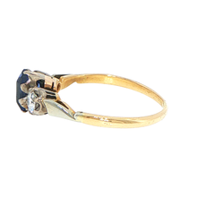 18ct Yellow Gold Royal Blue Sapphire and Diamond Three-Stone Ring with Valuation