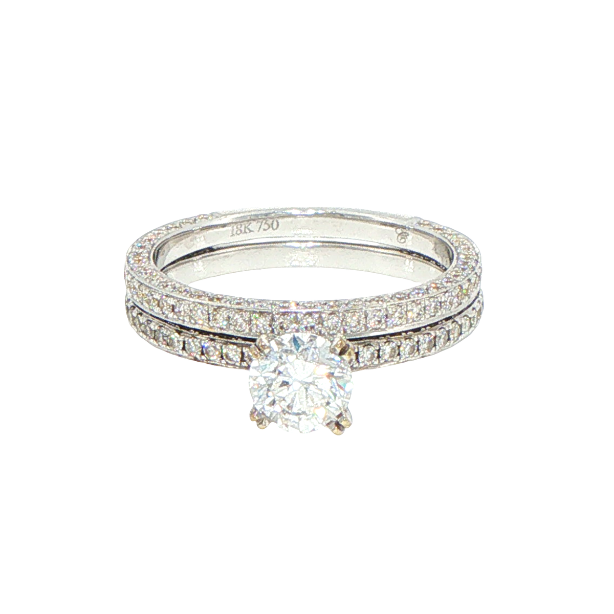 18ct White Gold Diamond Pave Engagement Ring Set with Valuation