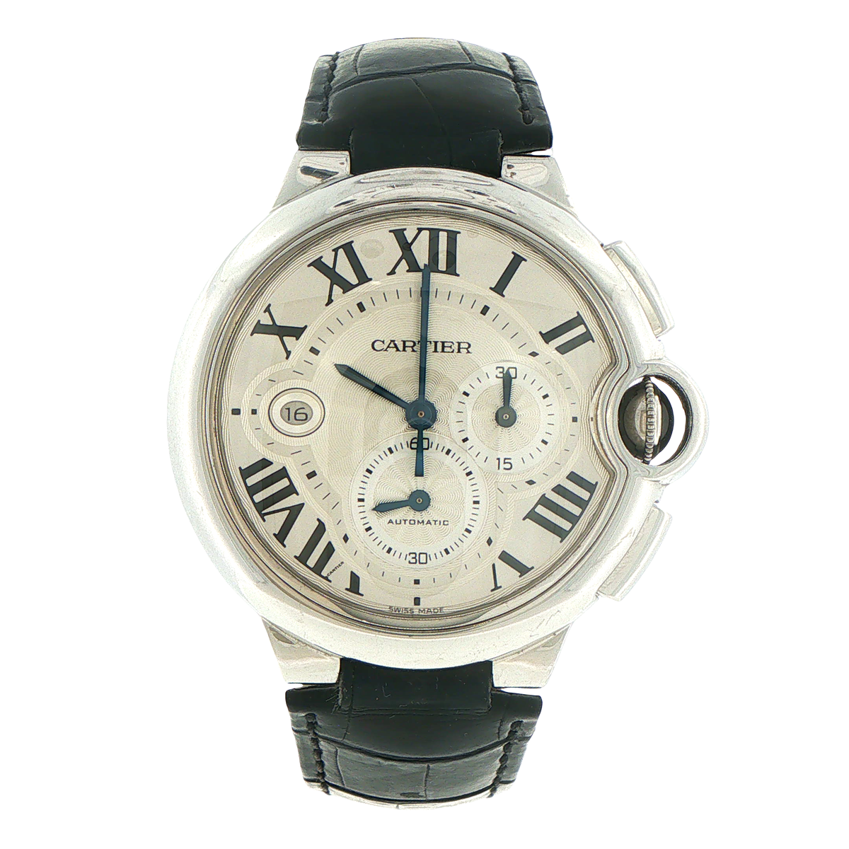 Men's Cartier Ballon Bleu 44mm Watch with Leather Strap