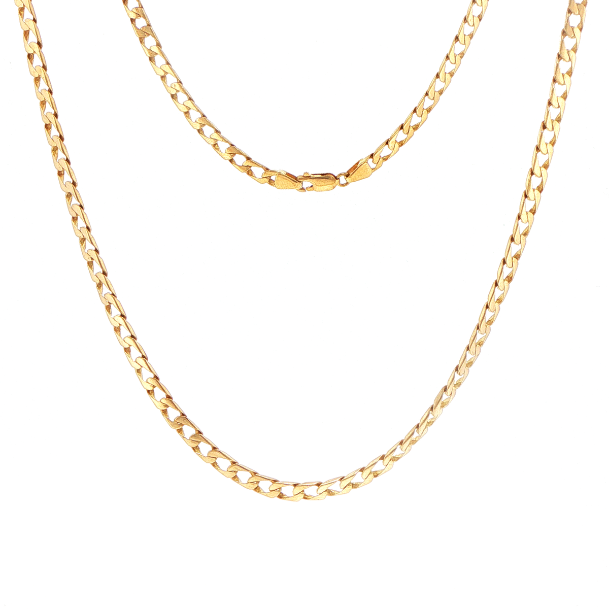 18ct Yellow Gold Classic Flat Curb Link Chain Necklace