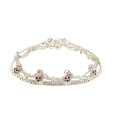 925 Sterling Silver Ornamental Filigree Anklet / Payal / Pajeb with Heart & Bell Details