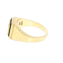 9ct Yellow Gold Onyx and Diamond Starburst Signet Ring