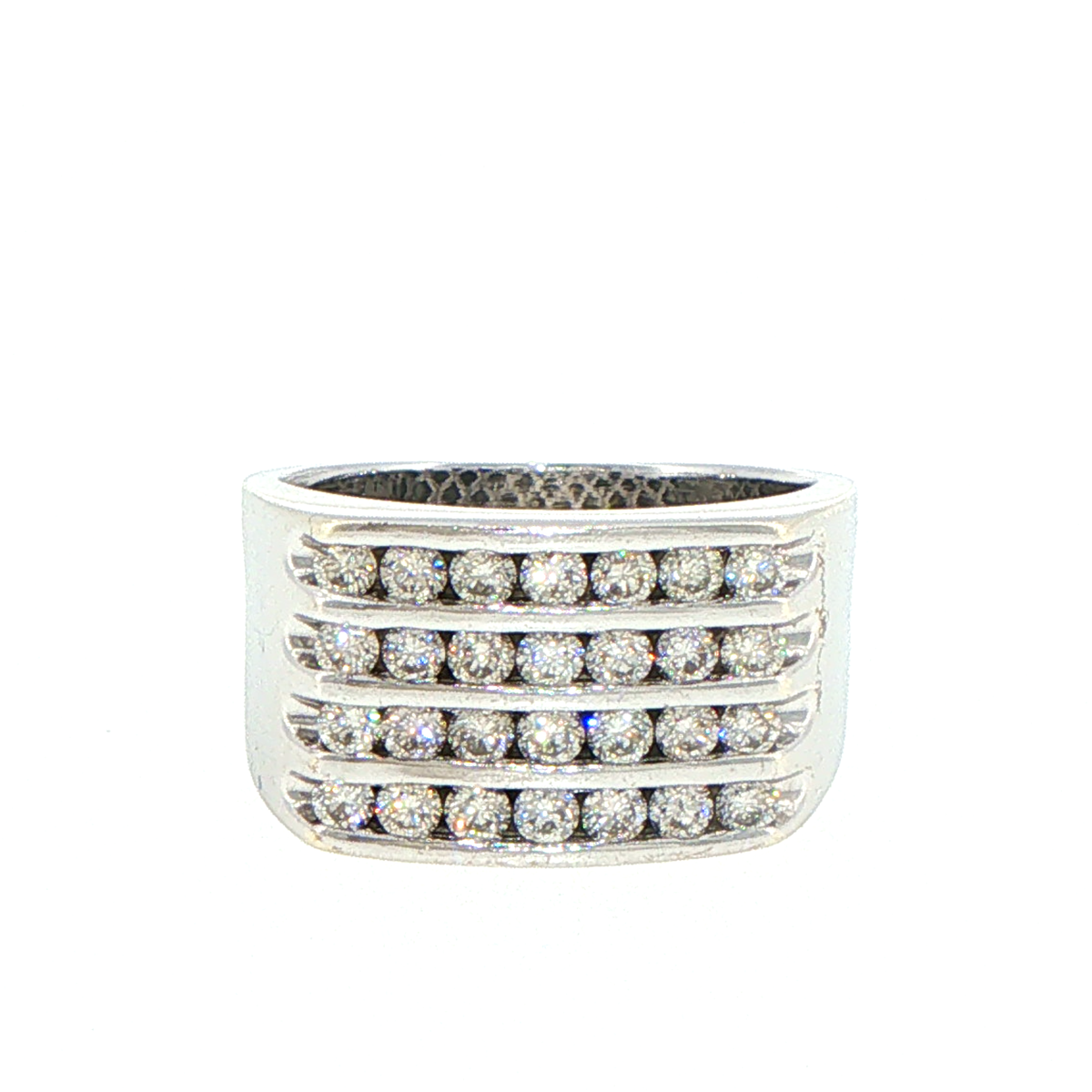 14ct White Gold Four-Row Diamond Band Ring