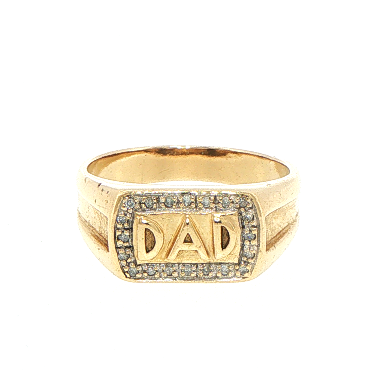 9ct Yellow Gold Diamond-Accented DAD Signet Ring