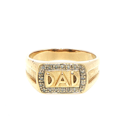 9ct Yellow Gold Diamond-Accented DAD Signet Ring